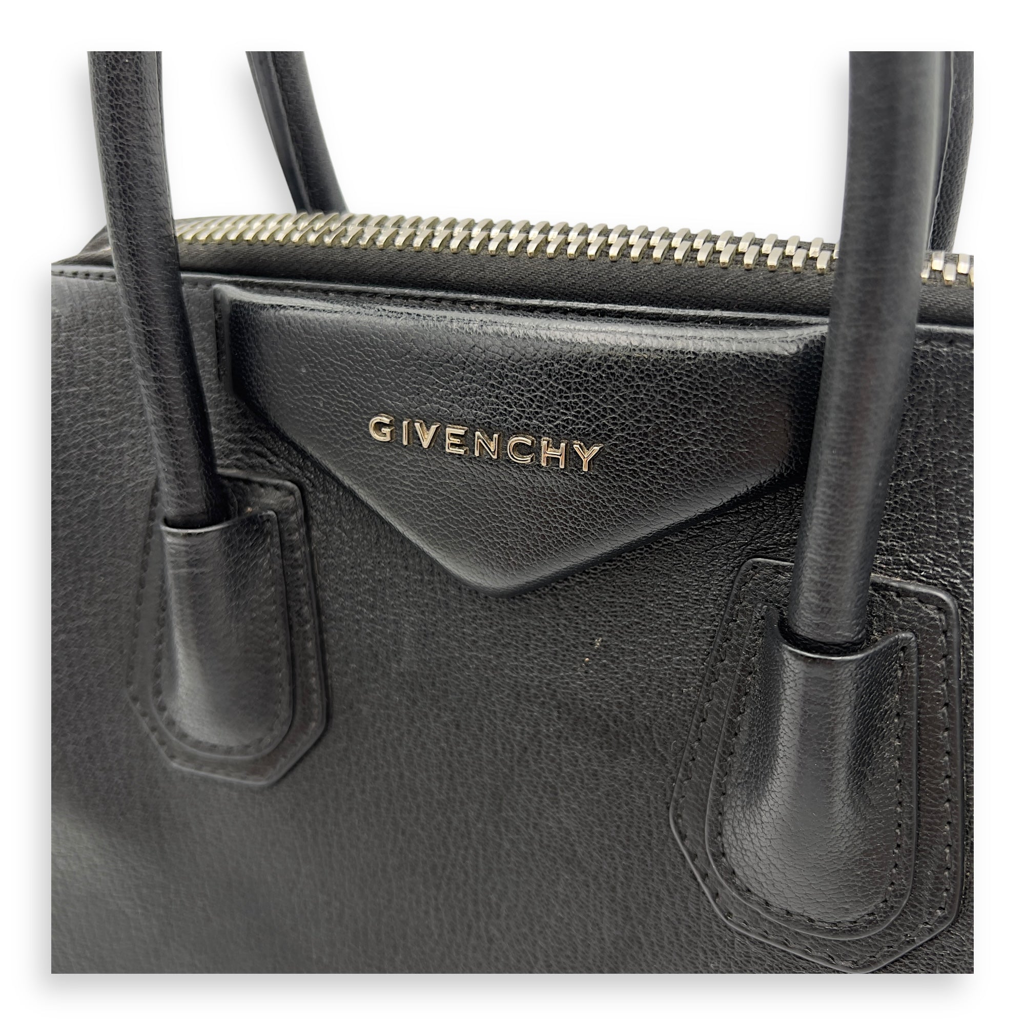 Givenchy Antigona Black Top Handle Bag in Goat Leather, Silver hardware_7