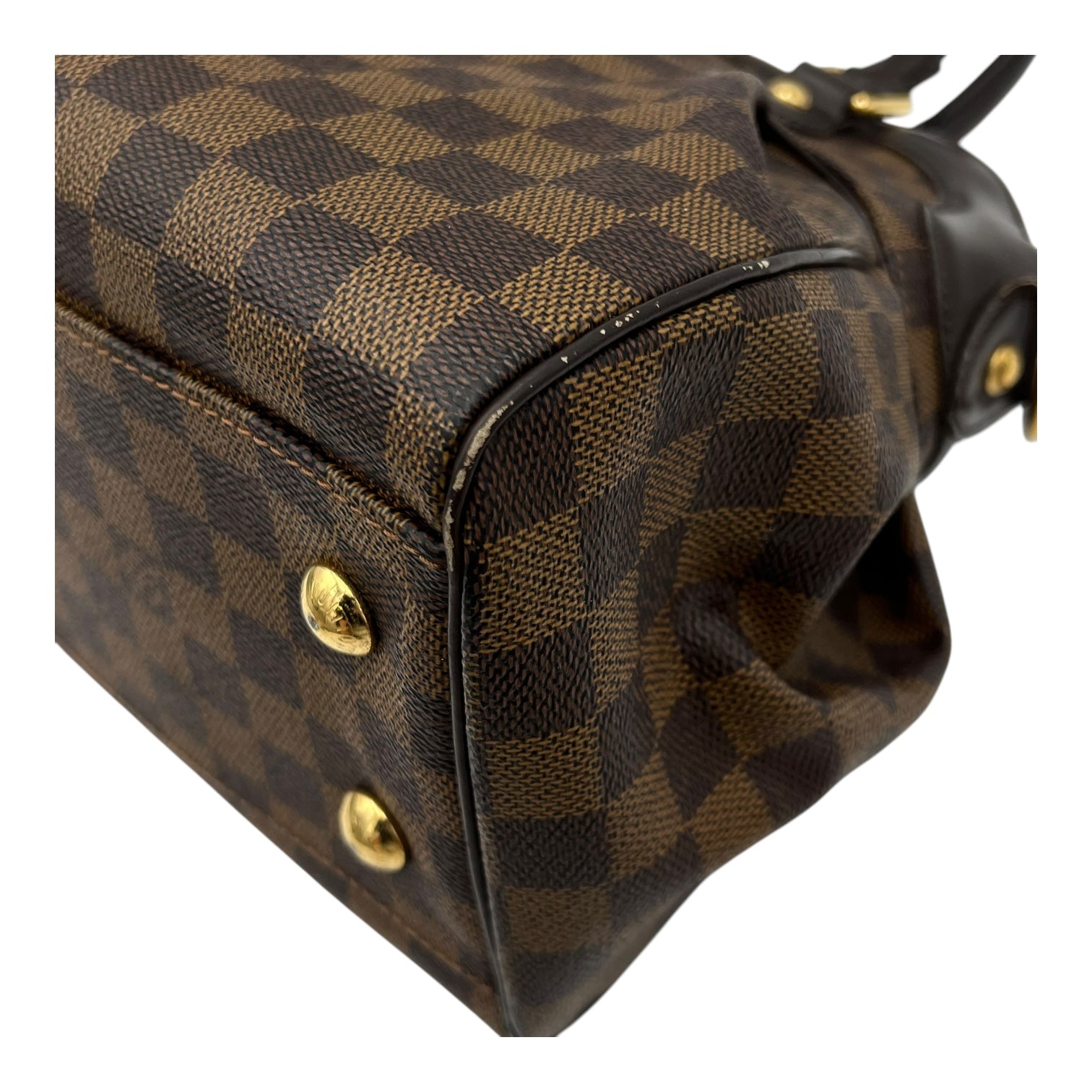 Louis Vuitton Trevi Top Handle Bag Damier Ebene in Coated Canvas, Gold hardware_12