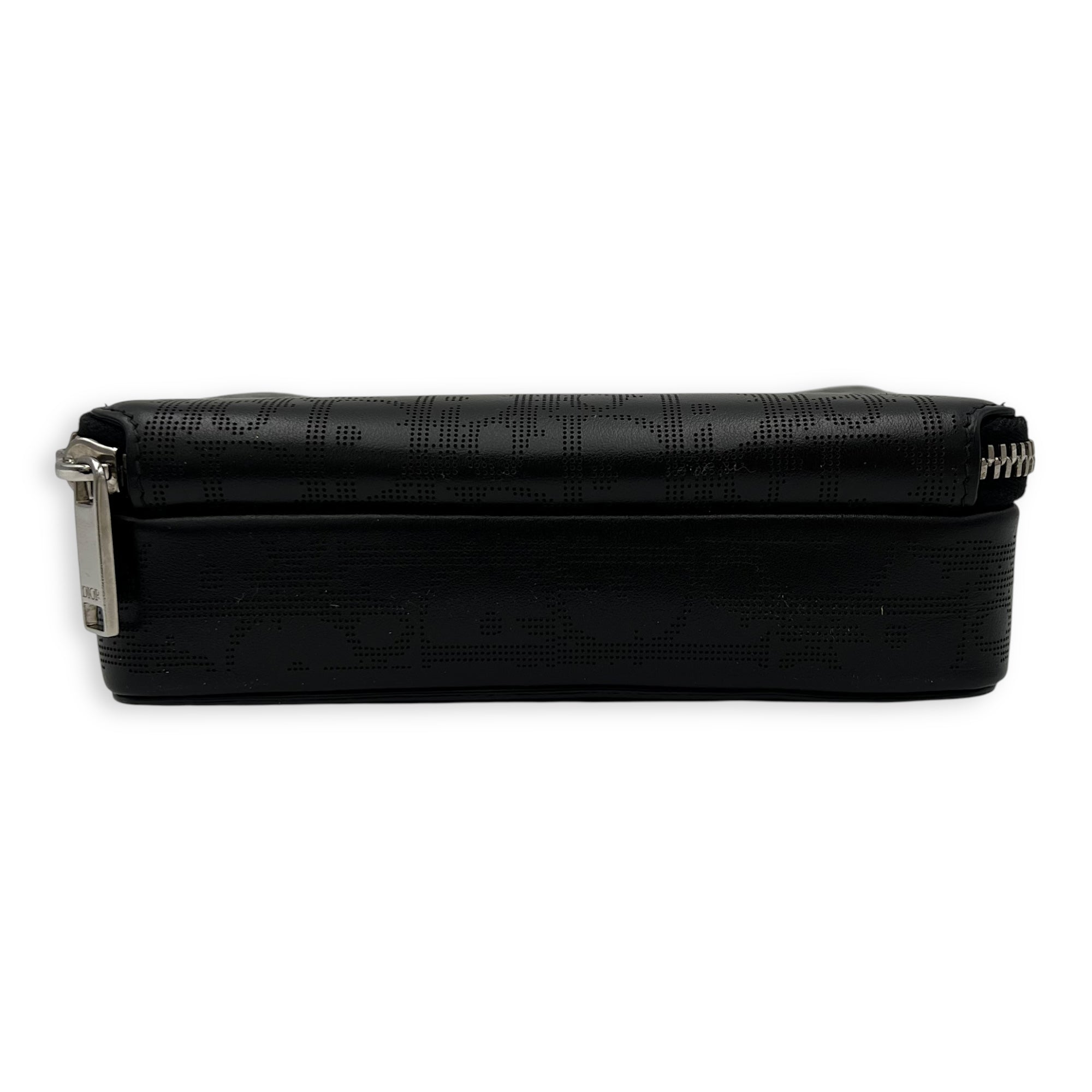 Christian Dior Oblique Crossbody Bag Small Black in Calfskin, Silver hardware_5