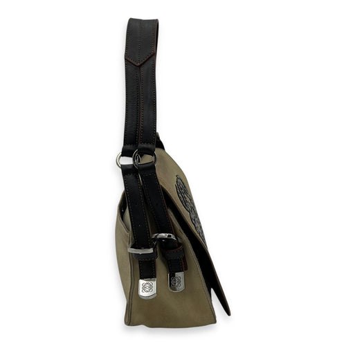Loewe Anagram Shoulder Bag Brown in Suede Leather, Silver hardware_4
