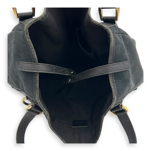 Gucci GG Shoulder Bag Black in Canvas, Gold hardware_6