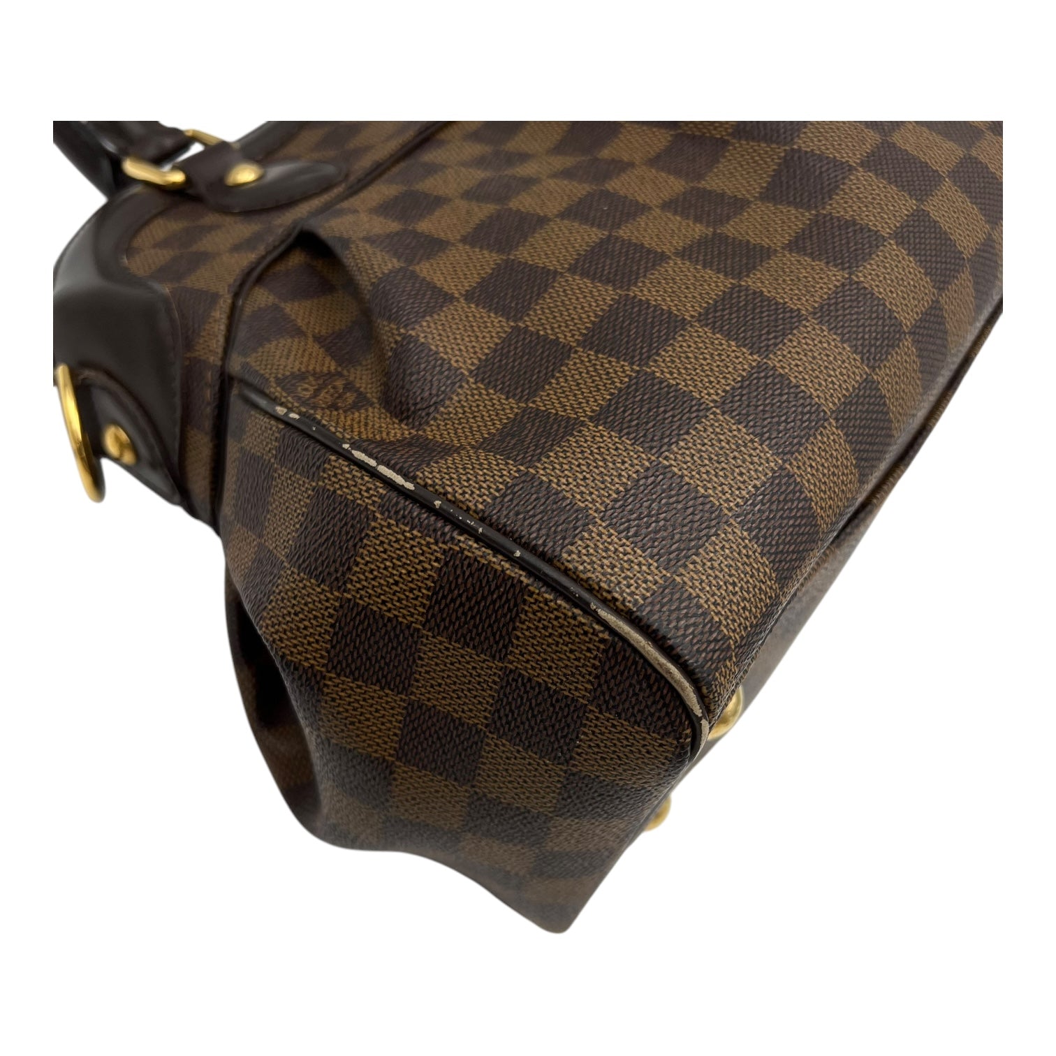 Louis Vuitton Trevi Top Handle Bag Damier Ebene in Coated Canvas, Gold hardware_11