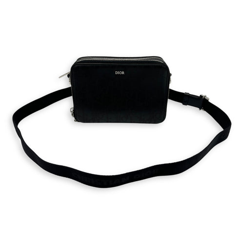 Christian Dior Oblique Crossbody Bag Small Black in Calfskin, Silver hardware_10