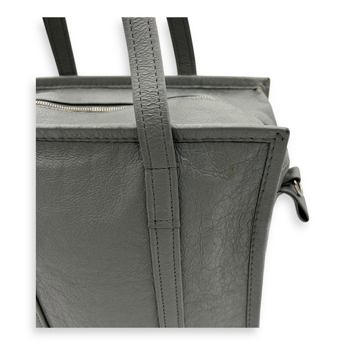 Balenciaga Bazaar Shopper Top Handle Bag Grey in Lambskin, Silver hardware_8