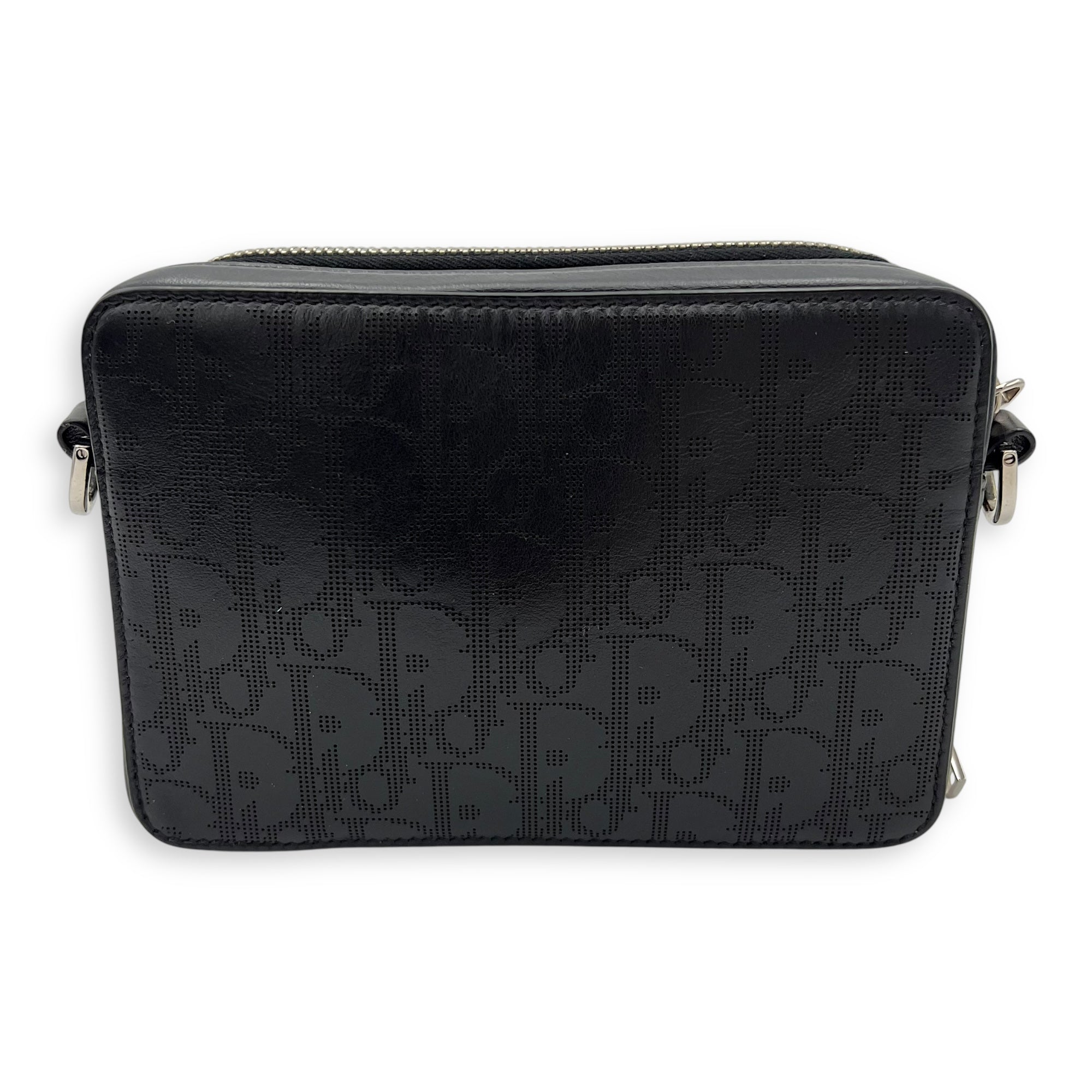 Christian Dior Oblique Crossbody Bag Small Black in Calfskin, Silver hardware_2