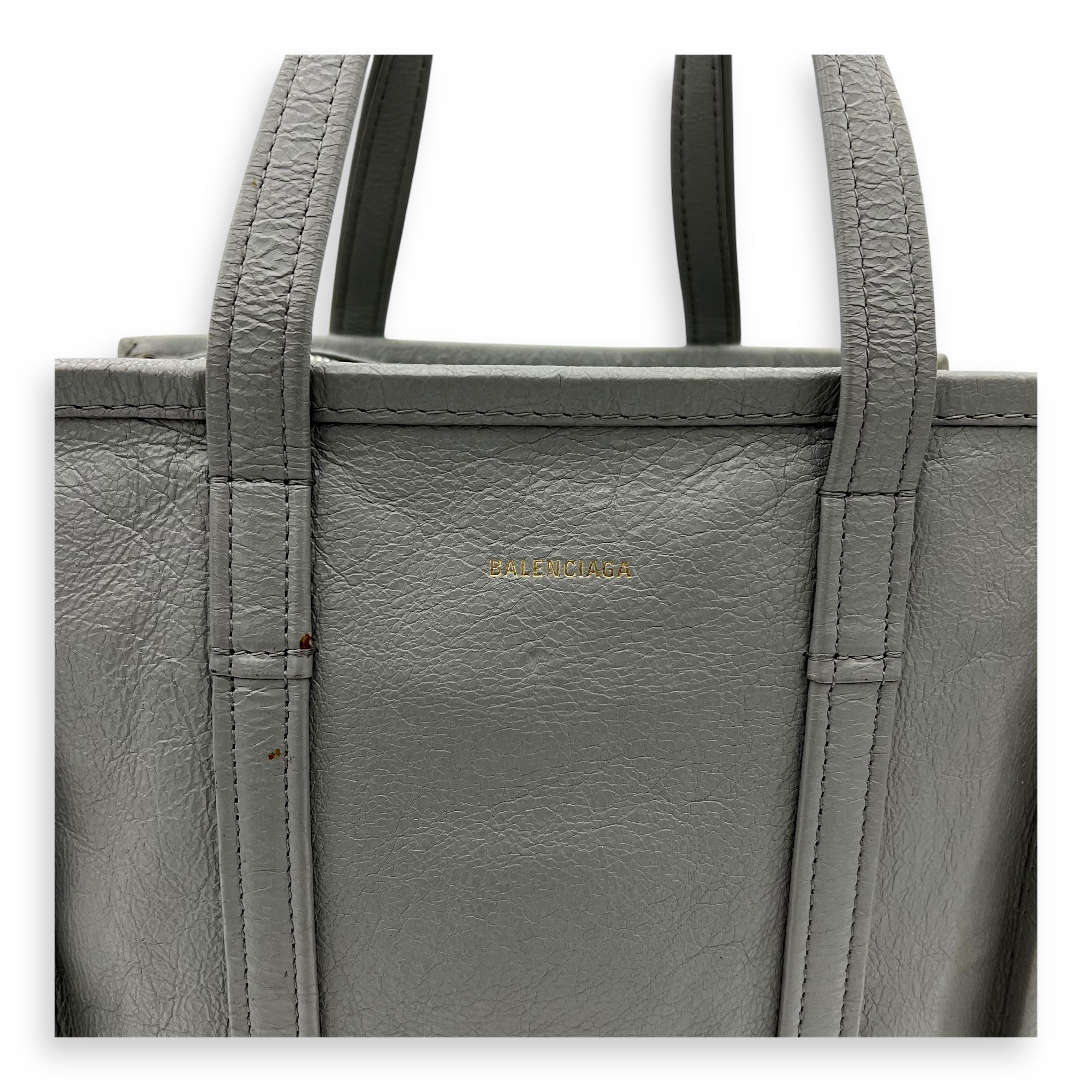 Balenciaga Bazaar Shopper Top Handle Bag Grey in Lambskin, Silver hardware_7