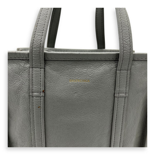 Balenciaga Bazaar Shopper Top Handle Bag Grey in Lambskin, Silver hardware_7