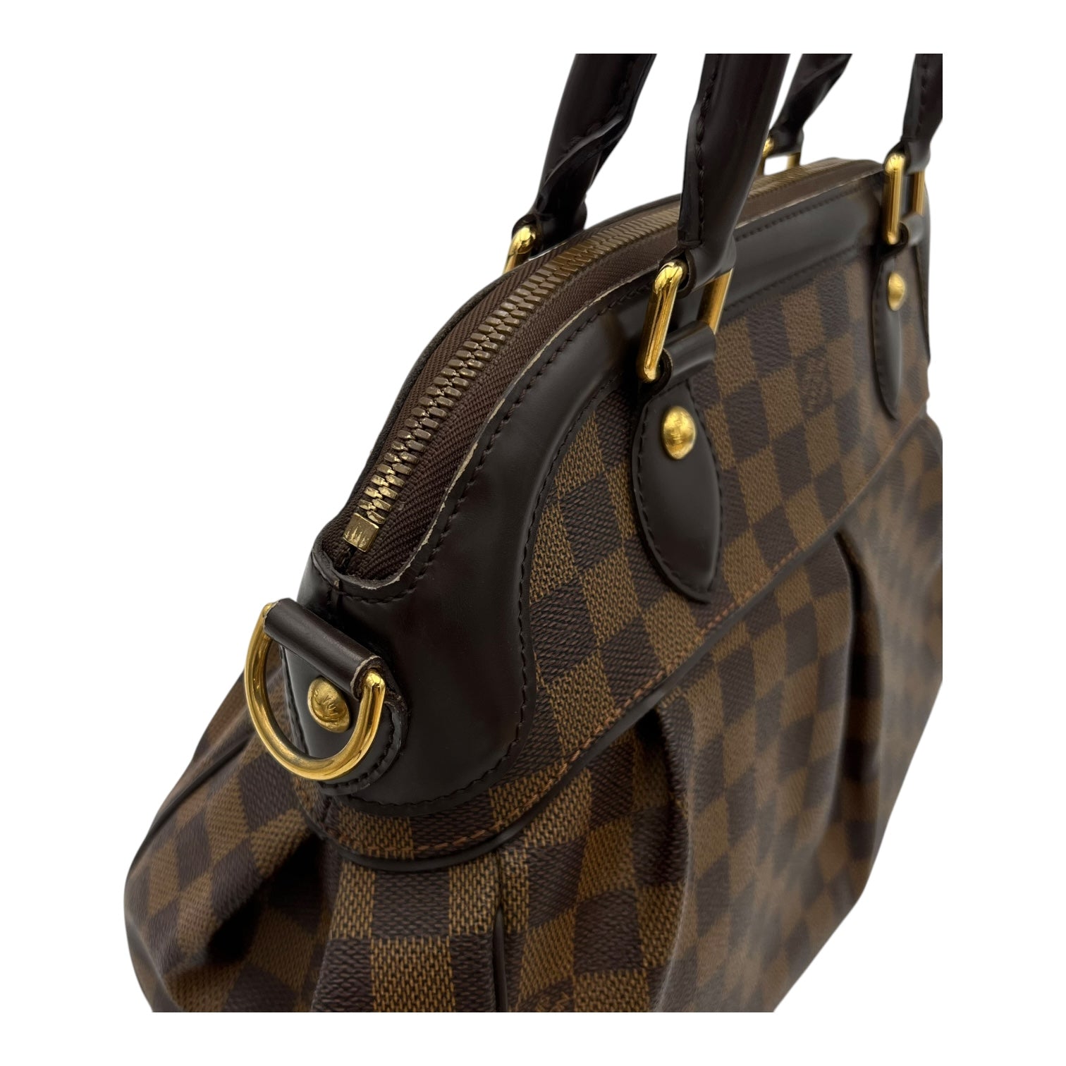 Louis Vuitton Trevi Top Handle Bag Damier Ebene in Coated Canvas, Gold hardware_10