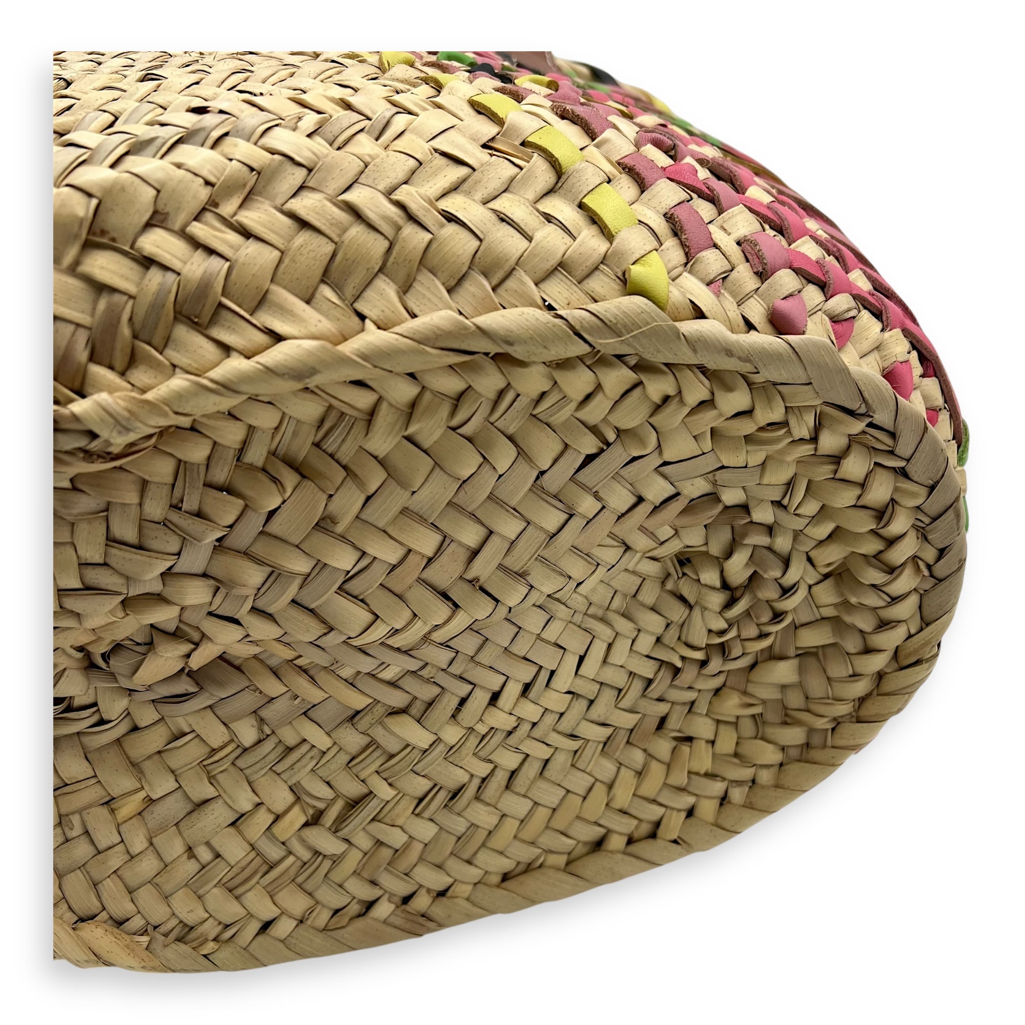 Loewe Basket Beige Top Handle Bag in Raffia, Silver hardware_10