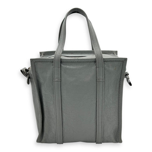 Balenciaga Bazaar Shopper Top Handle Bag Grey in Lambskin, Silver hardware_2