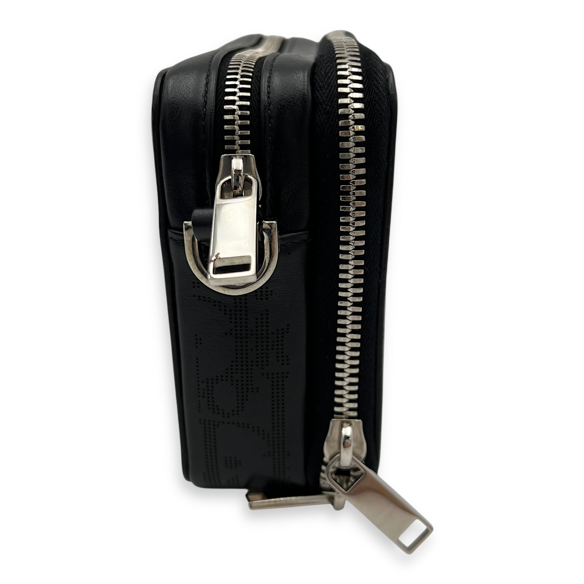 Christian Dior Oblique Crossbody Bag Small Black in Calfskin, Silver hardware_4