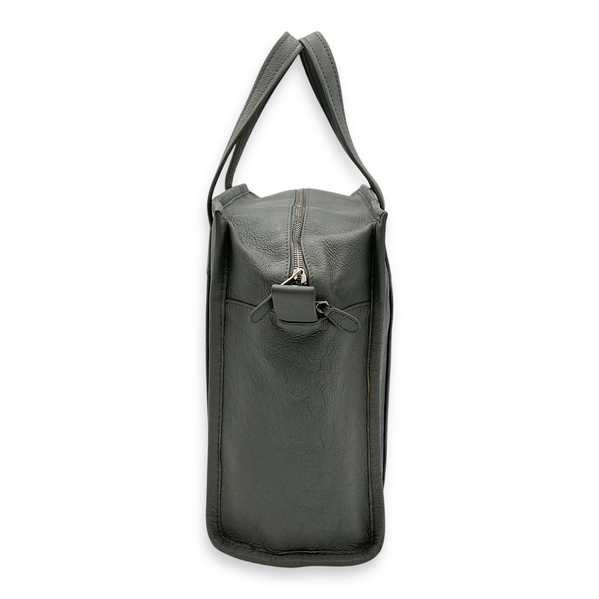 Balenciaga Bazaar Shopper Top Handle Bag Grey in Lambskin, Silver hardware_4