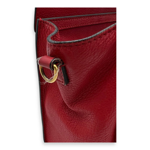 Celine Luggage Top Handle Bag Red in Calfskin, Gold hardware_12