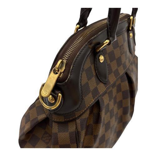 Louis Vuitton Trevi Top Handle Bag Damier Ebene in Coated Canvas, Gold hardware_8