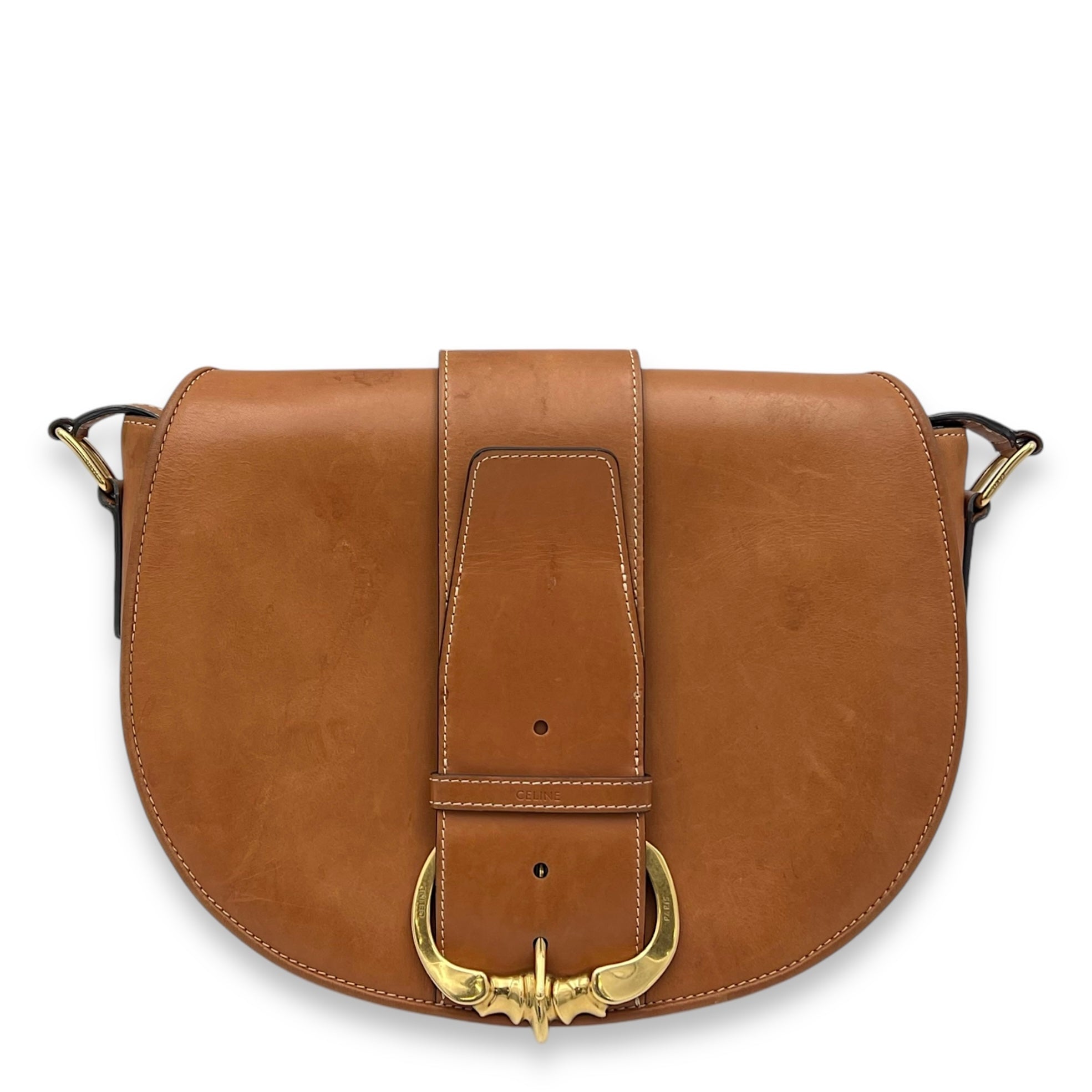 Celine Camarat Crossbody Bag Brown in Calfskin, Gold hardware_1