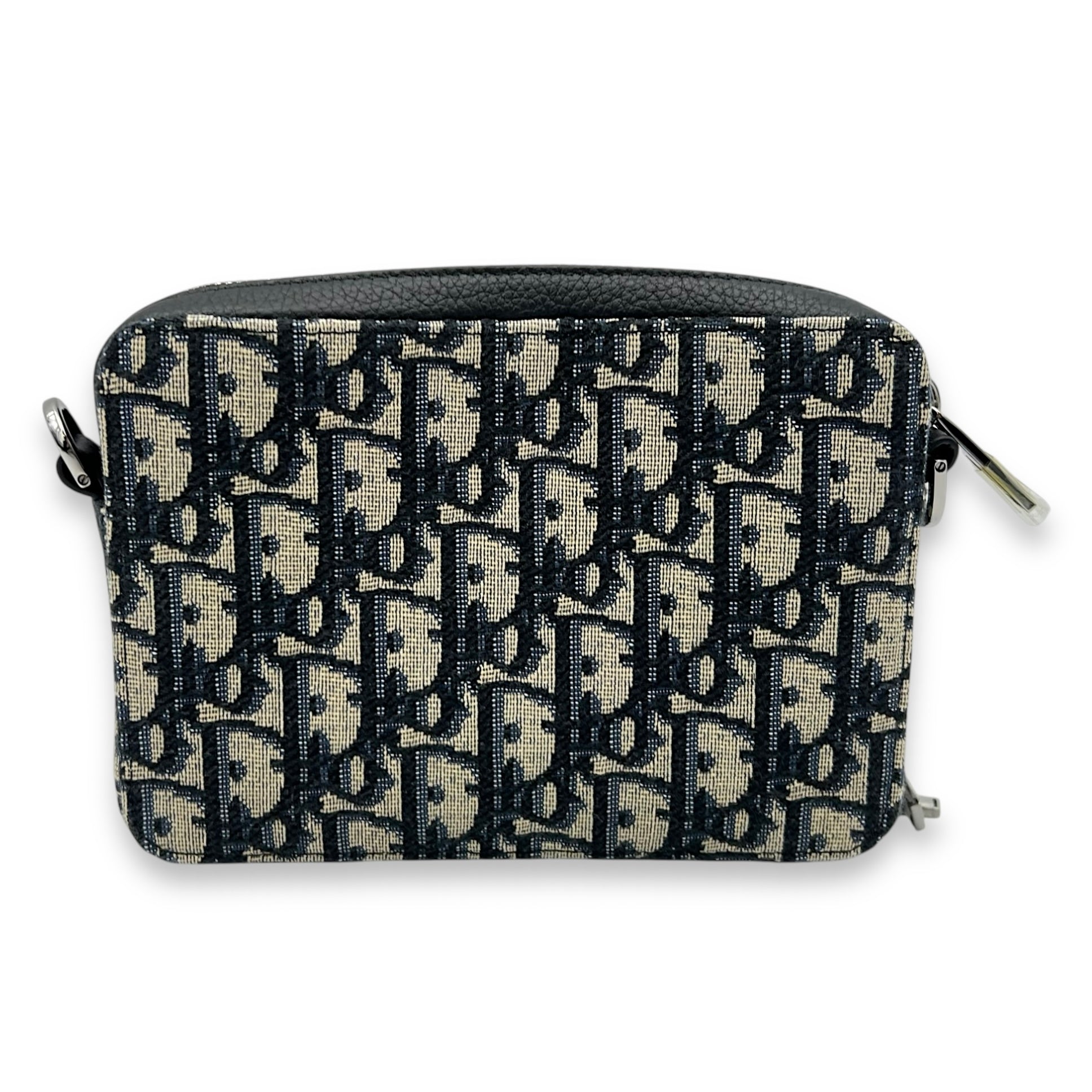 Christian Dior Zipped Pouch Oblique Blue Crossbody Bag in Jacquard, Gold hardware_2