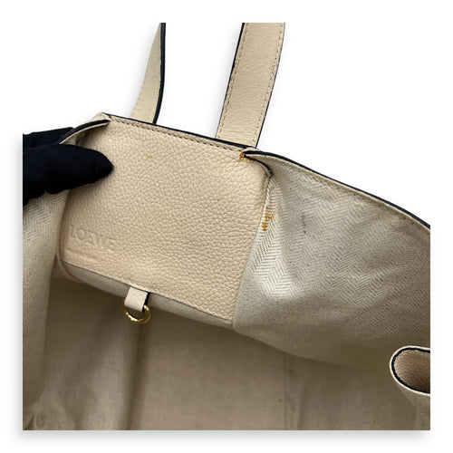 Loewe Hammock Small Beige Shoulder Bag in Calfskin, Gold hardware_9