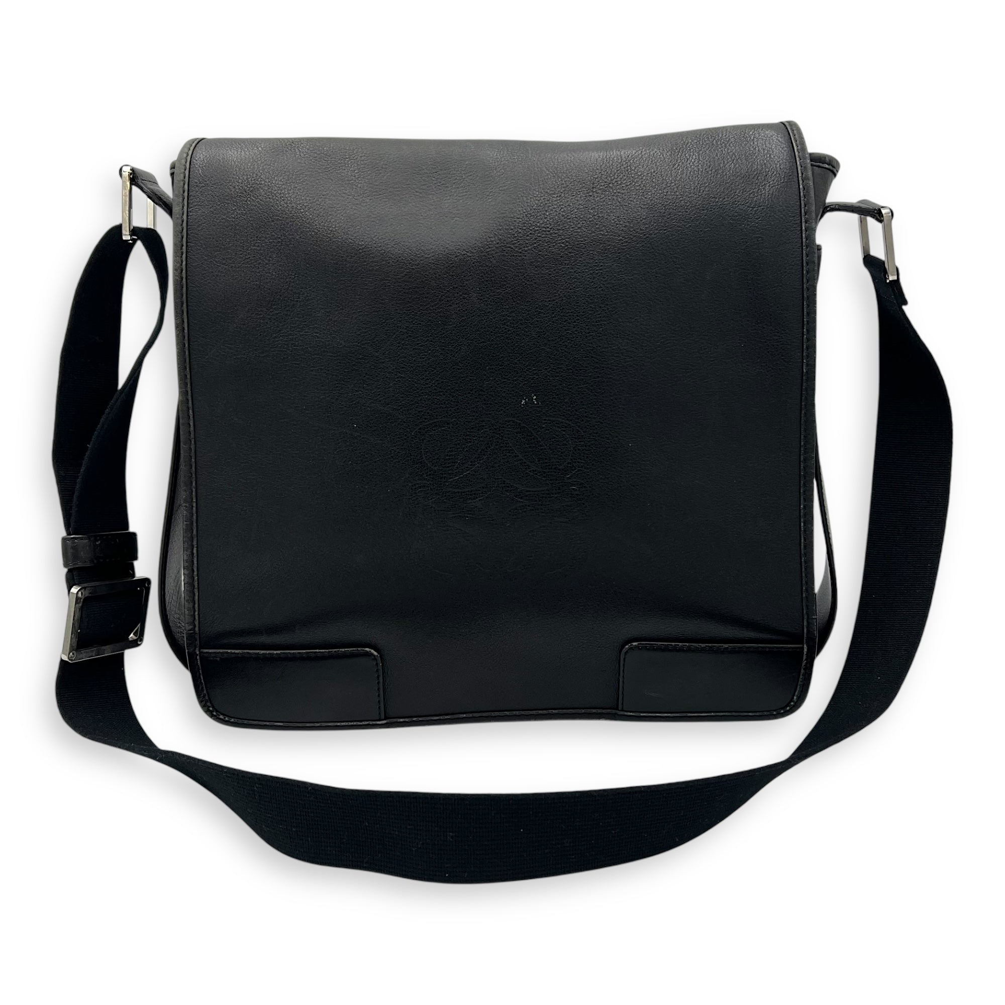Loewe Vintage Crossbody Bag Black in Calfskin, Silver hardware_16