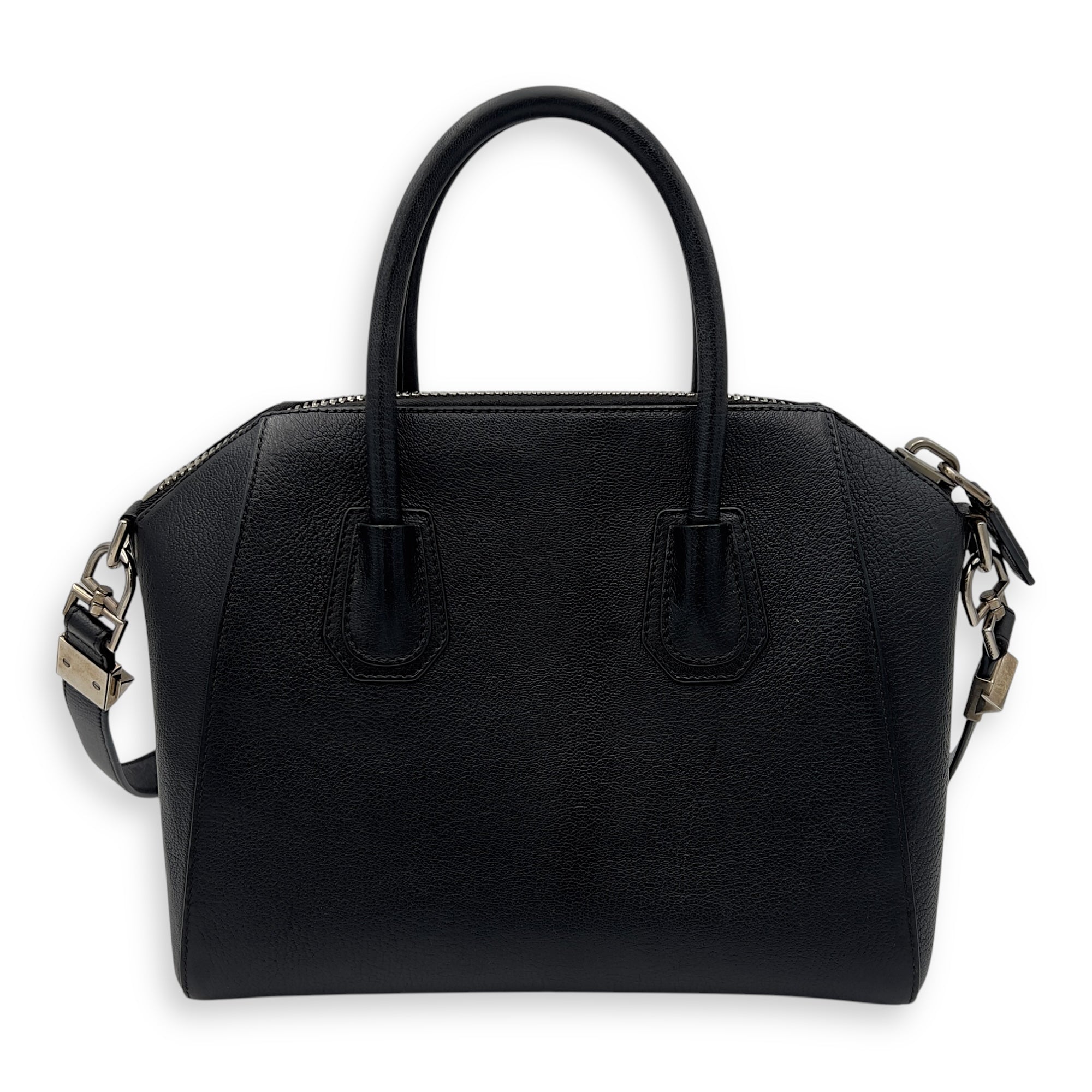 Givenchy Antigona Black Top Handle Bag in Goat Leather, Silver hardware_2