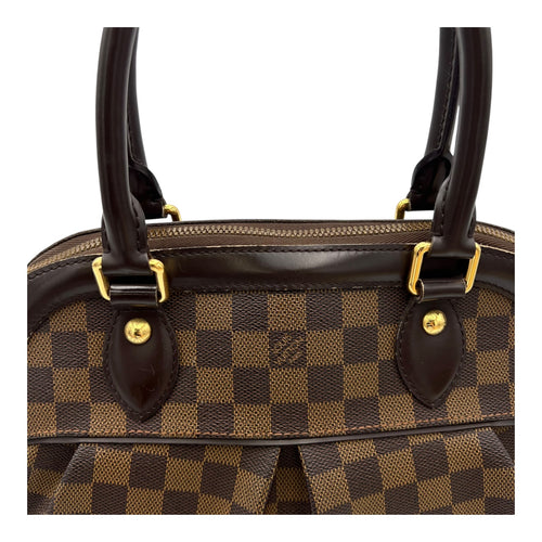 Louis Vuitton Trevi Top Handle Bag Damier Ebene in Coated Canvas, Gold hardware_7