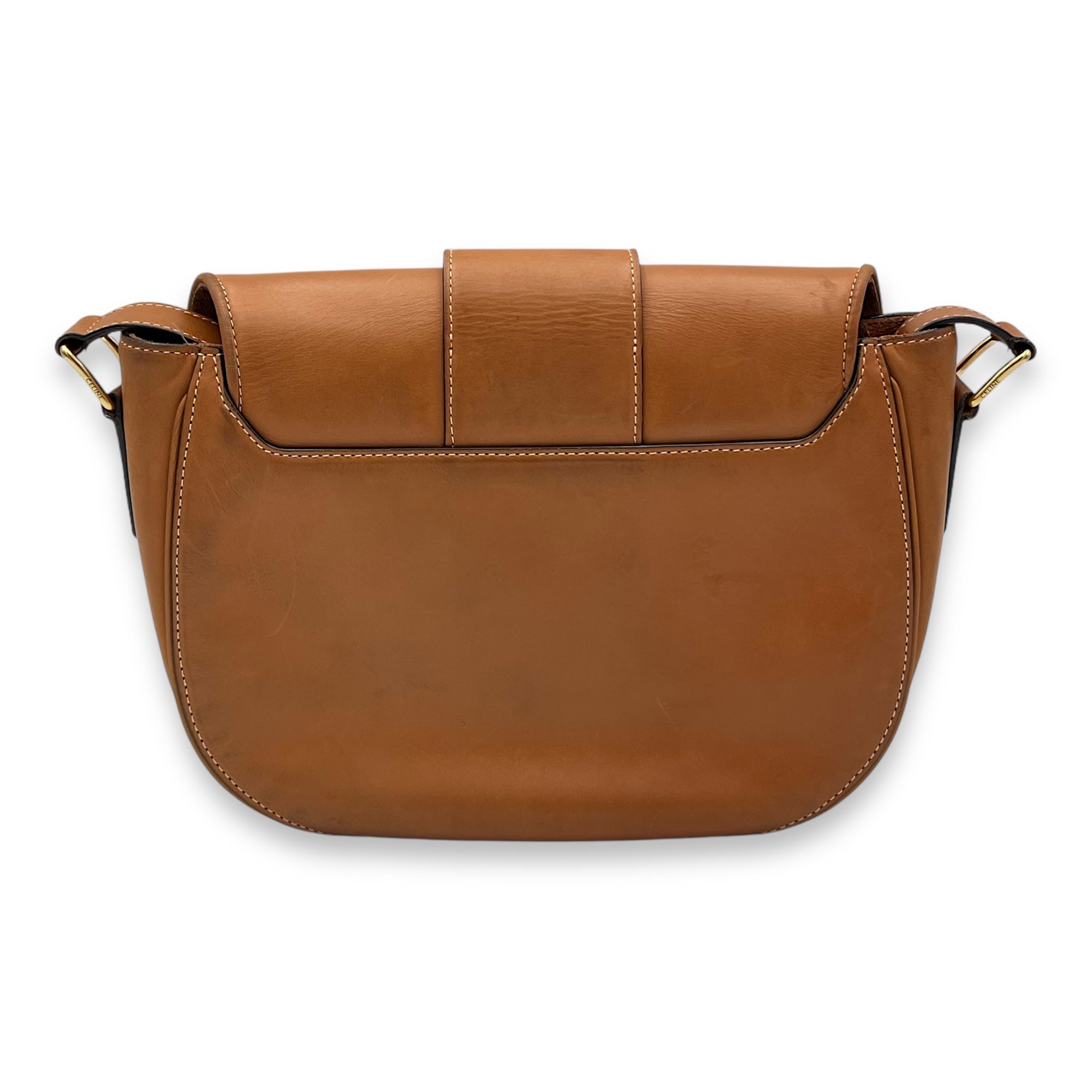 Celine Camarat Crossbody Bag Brown in Calfskin, Gold hardware_2