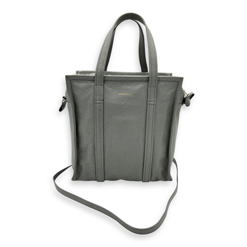 Balenciaga Bazaar Shopper Top Handle Bag Grey in Lambskin, Silver hardware_14