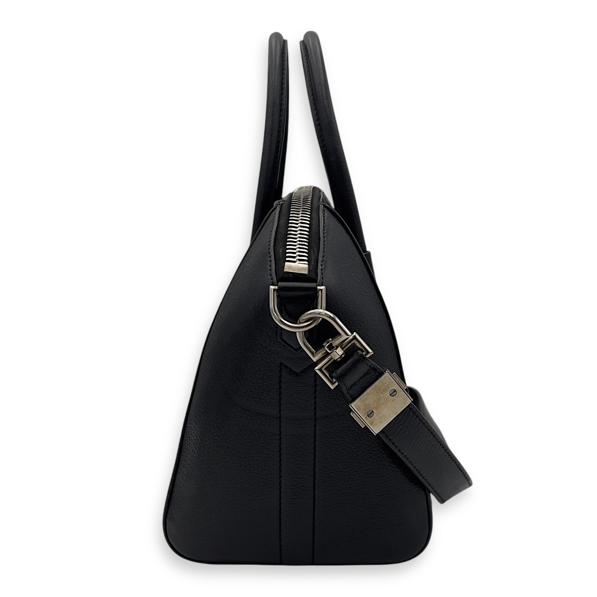 Givenchy Antigona Black Top Handle Bag in Goat Leather, Silver hardware_4