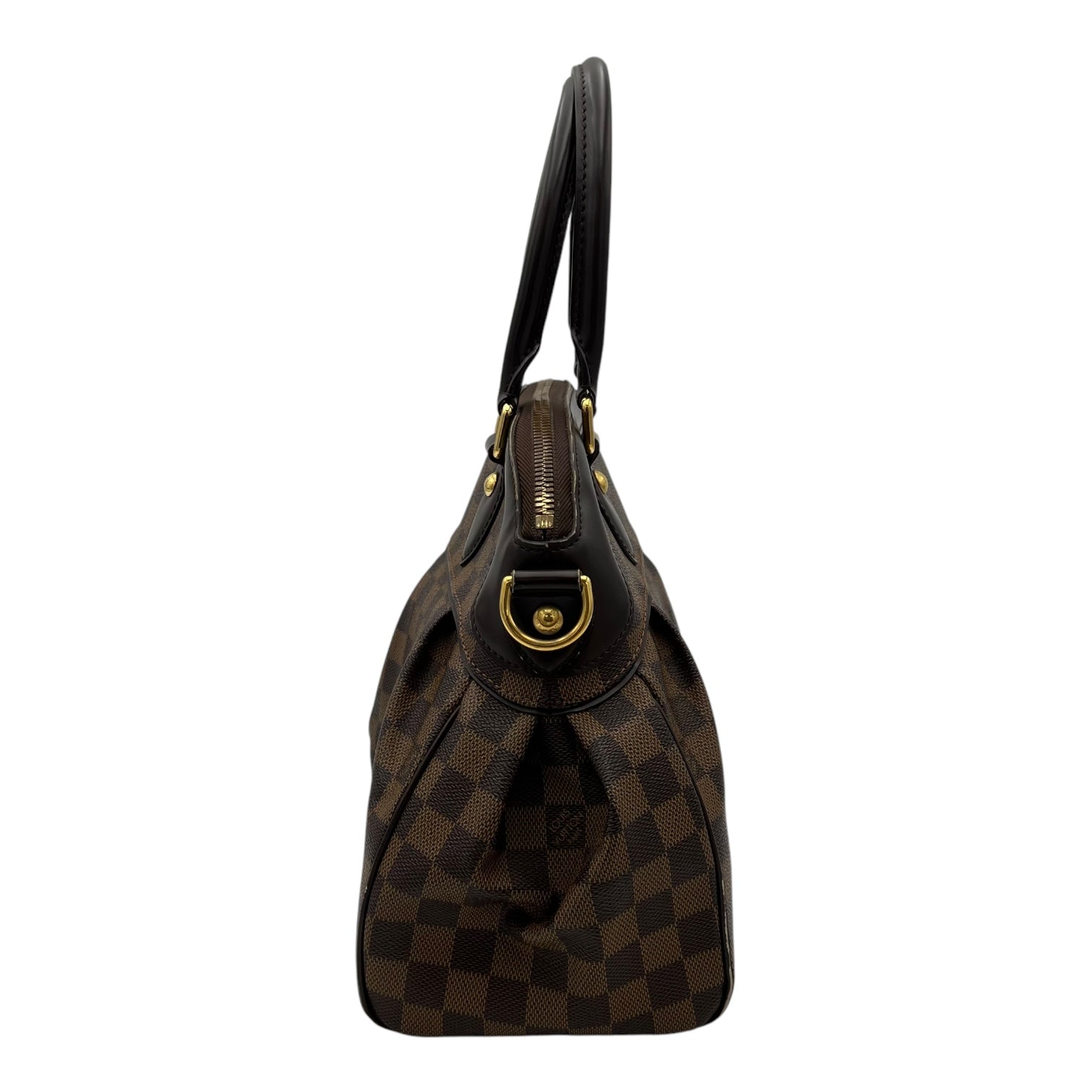 Louis Vuitton Trevi Top Handle Bag Damier Ebene in Coated Canvas, Gold hardware_4