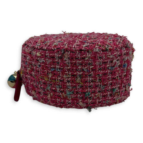 Chanel Round CC Pink Crossbody Bag in Tweed, Gold hardware_5