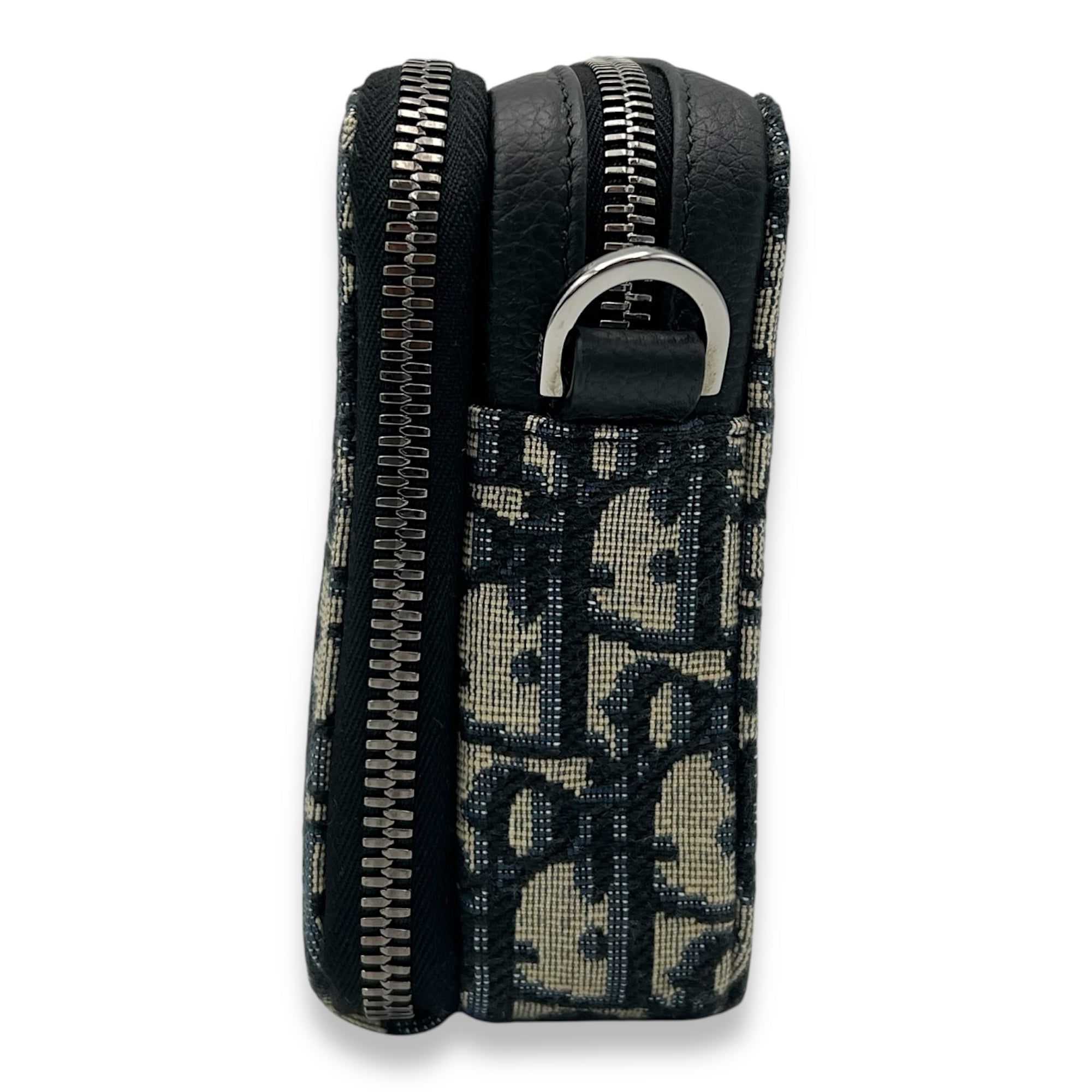 Christian Dior Zipped Pouch Oblique Blue Crossbody Bag in Jacquard, Gold hardware_4
