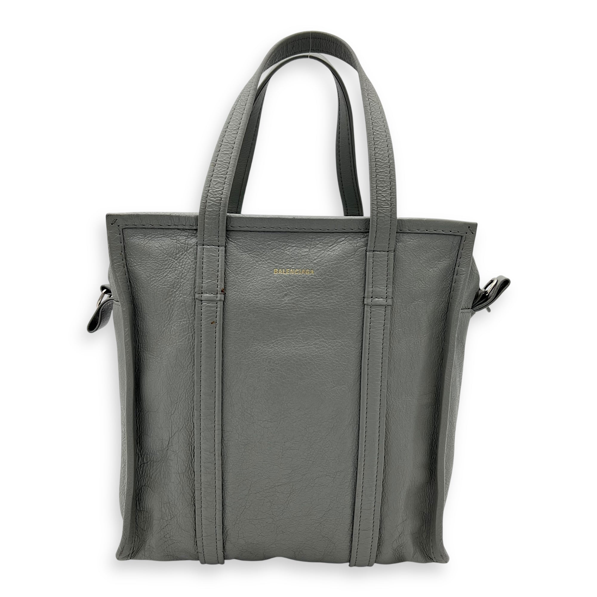 Balenciaga Bazaar Shopper Top Handle Bag Grey in Lambskin, Silver hardware_1