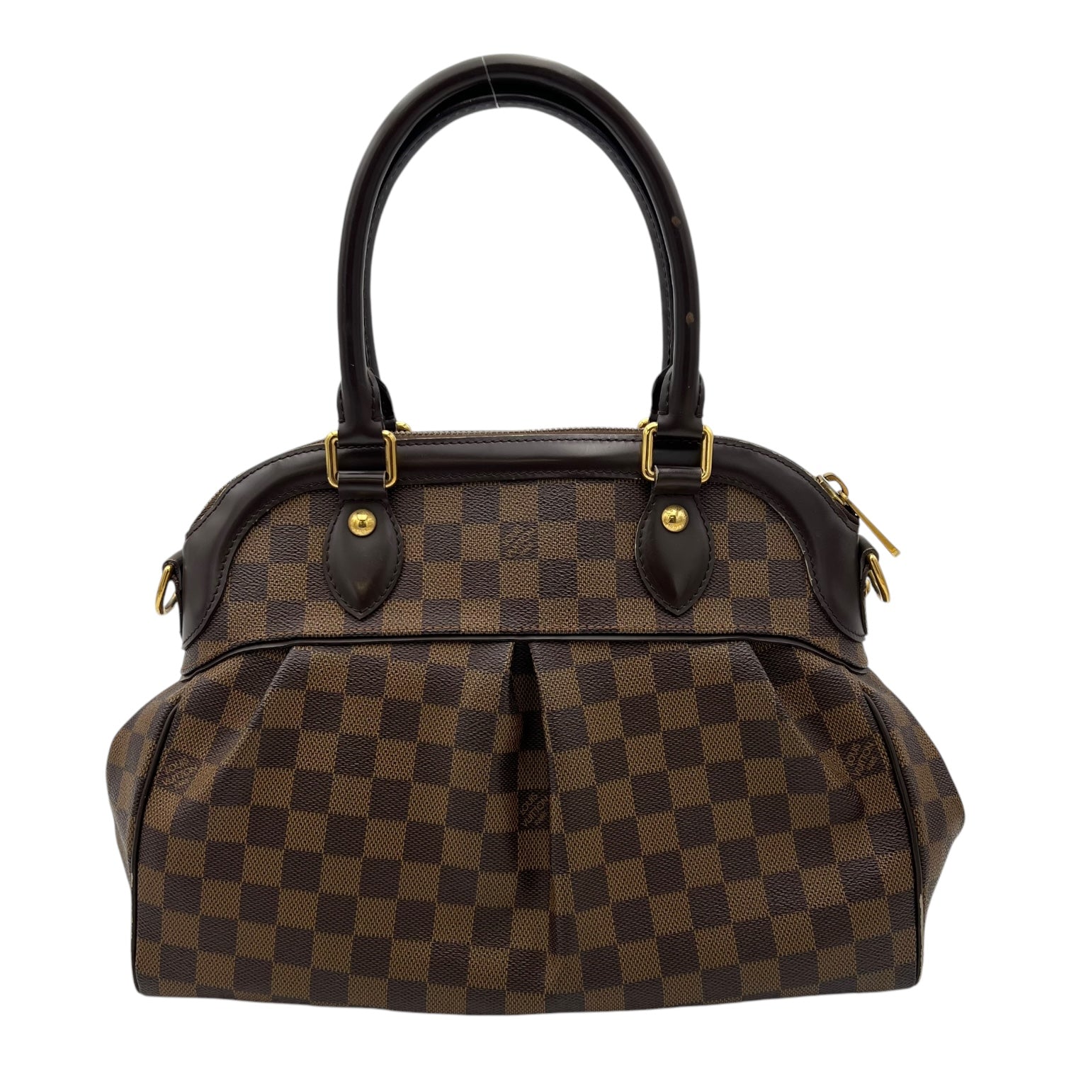 Louis Vuitton Trevi Top Handle Bag Damier Ebene in Coated Canvas, Gold hardware_2