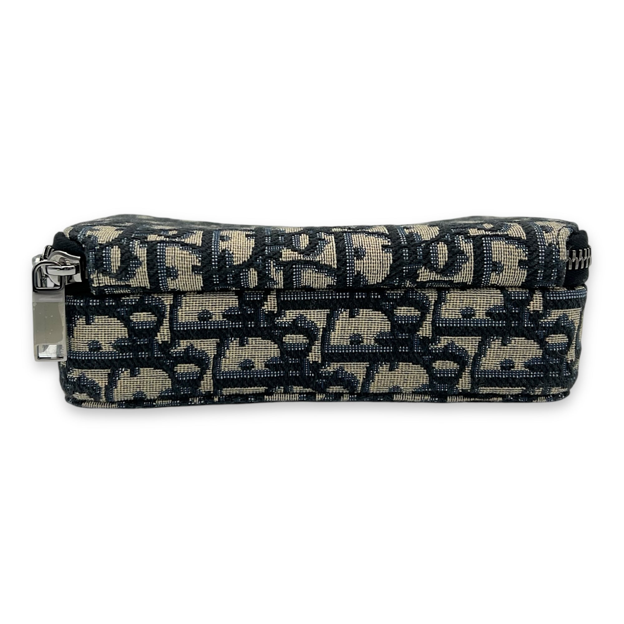 Christian Dior Zipped Pouch Oblique Blue Crossbody Bag in Jacquard, Gold hardware_5