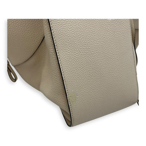 Loewe Hammock Small Beige Shoulder Bag in Calfskin, Gold hardware_13