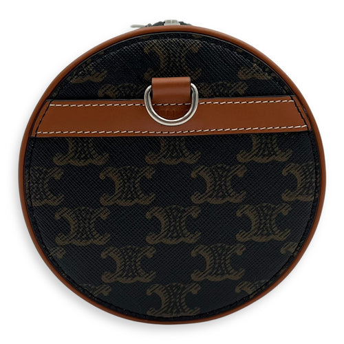 Celine Triomphe Cylinder Brown Crossbody Bag in Coated Canvas, Silver hardware_4
