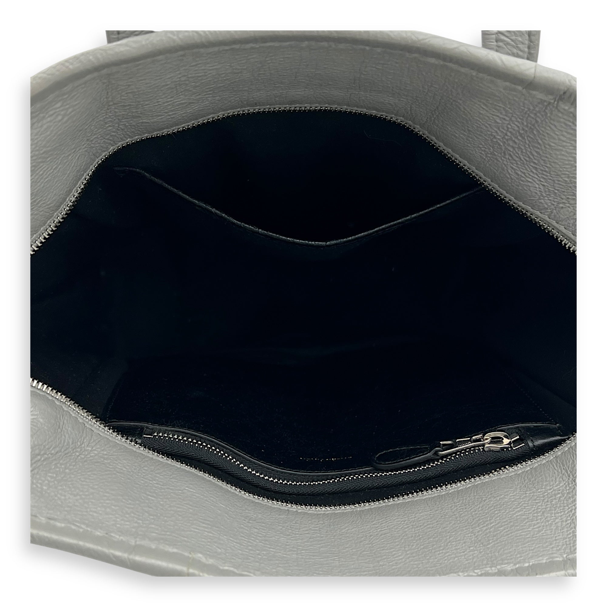 Balenciaga Bazaar Shopper Top Handle Bag Grey in Lambskin, Silver hardware_6