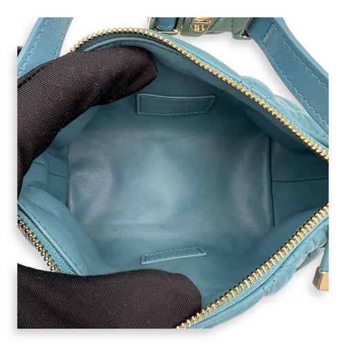 Christian Dior Nomad Pouch Blue in Lambskin, Gold hardware_6