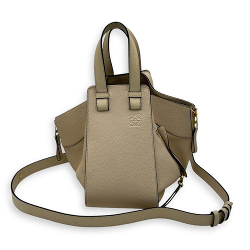Loewe Hammock Small Beige Shoulder Bag in Calfskin, Gold hardware_16