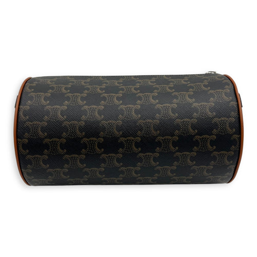 Celine Triomphe Cylinder Brown Crossbody Bag in Coated Canvas, Silver hardware_2