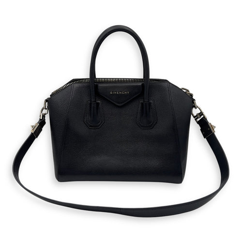 Givenchy Antigona Black Top Handle Bag in Goat Leather, Silver hardware_11