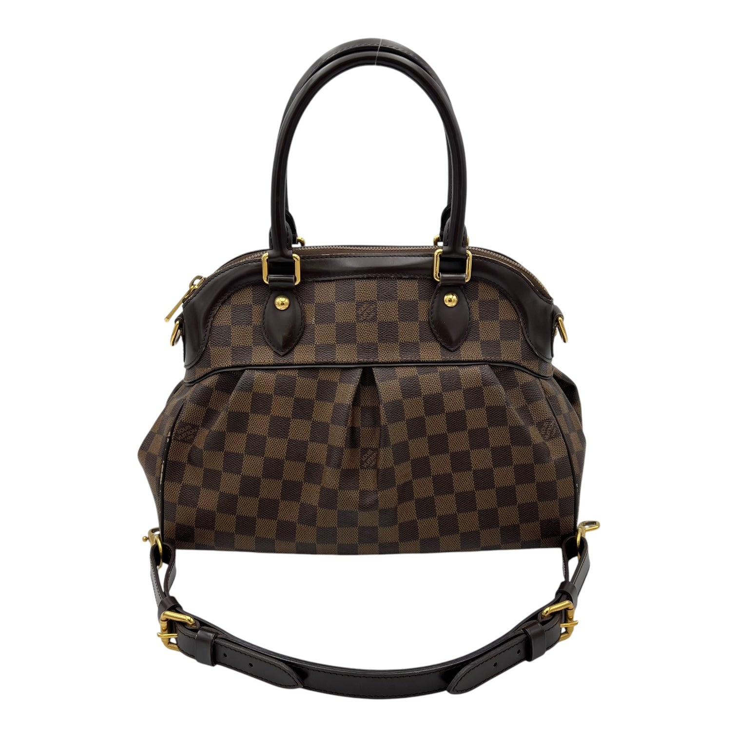 Louis Vuitton Trevi Top Handle Bag Damier Ebene in Coated Canvas, Gold hardware_17