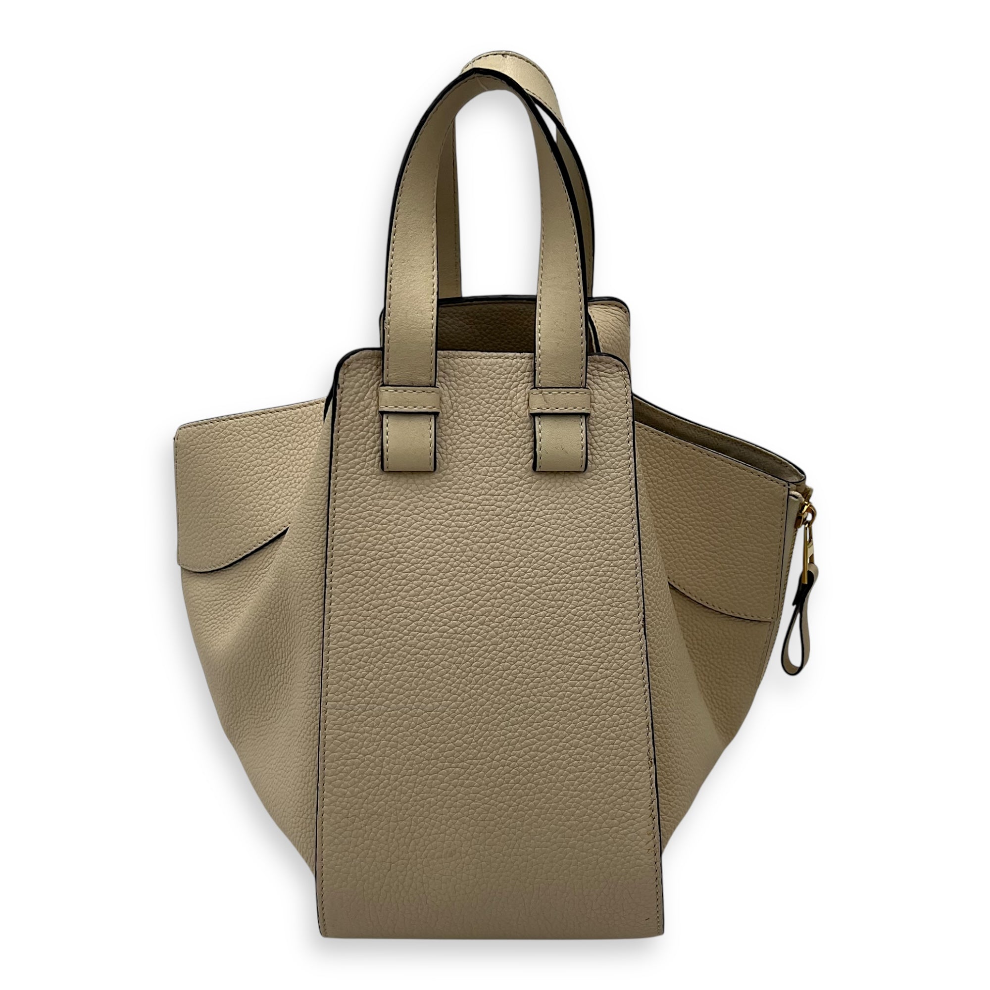 Loewe Hammock Small Beige Shoulder Bag in Calfskin, Gold hardware_2