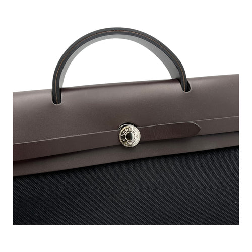 Hermès Herbag Black in Canvas, Palladium hardware_7