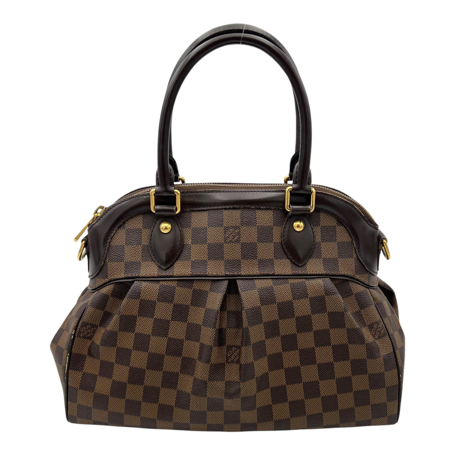 Louis Vuitton Trevi Top Handle Bag Damier Ebene in Coated Canvas, Gold hardware_1