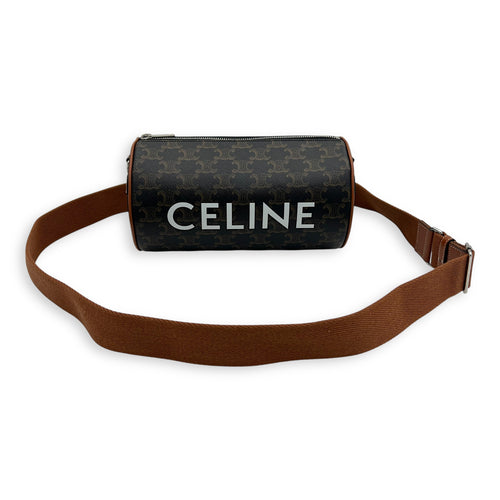Celine Triomphe Cylinder Brown Crossbody Bag in Coated Canvas, Silver hardware_10