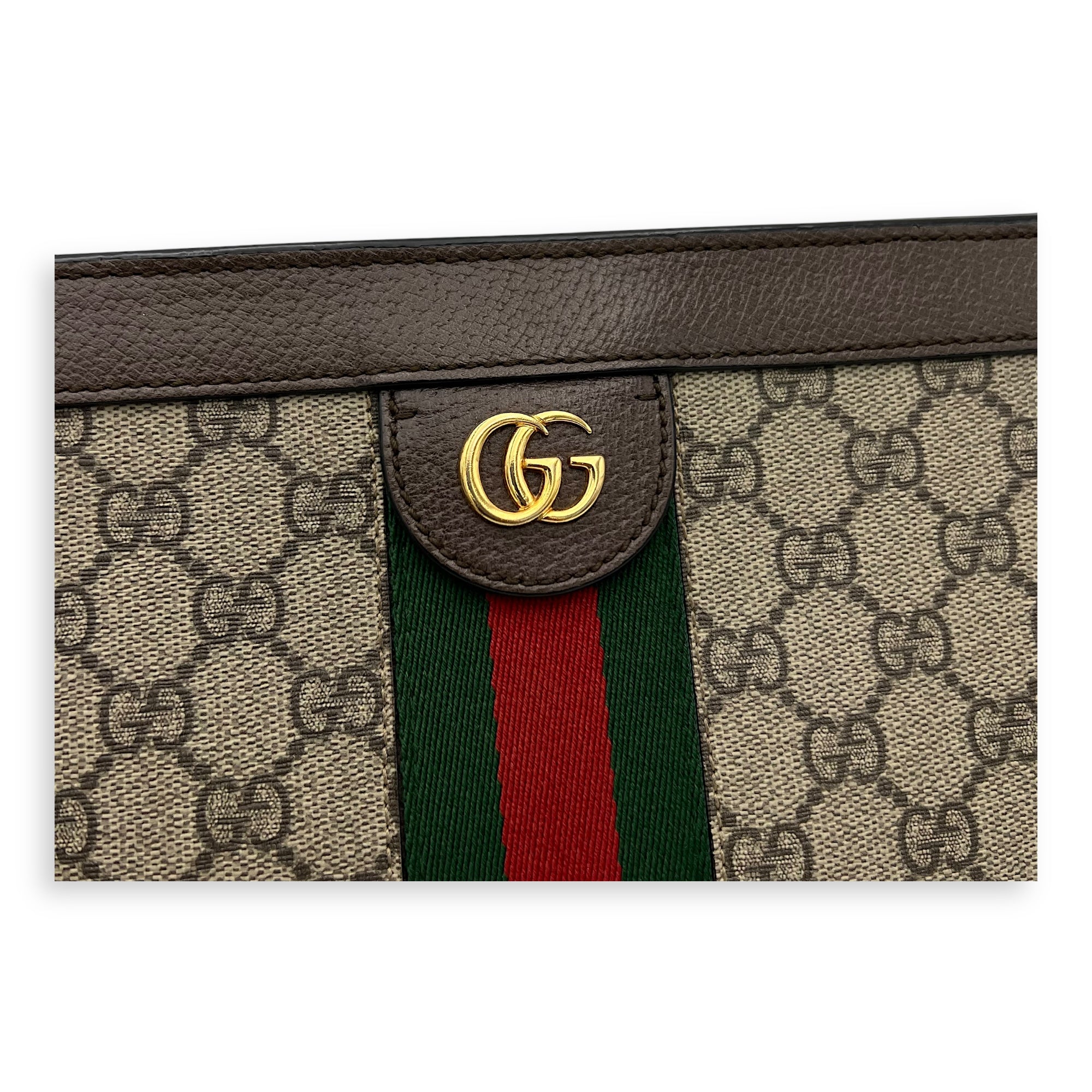 Gucci Ophidia Crossbody Bag Brown in Coated Canvas, Gold hardware_11