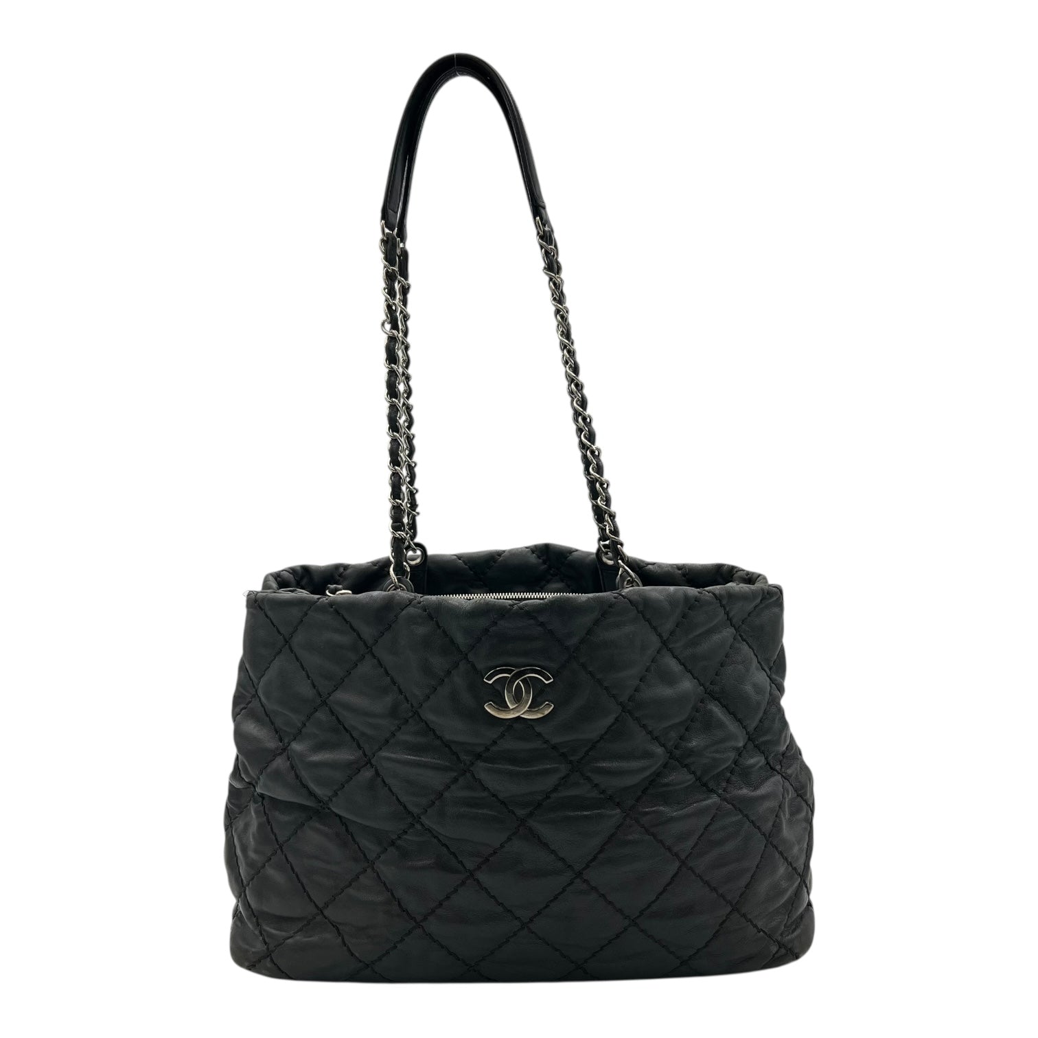 Chanel Wild stitch Tote Bag Blue in Linen, Silver hardware Singapore