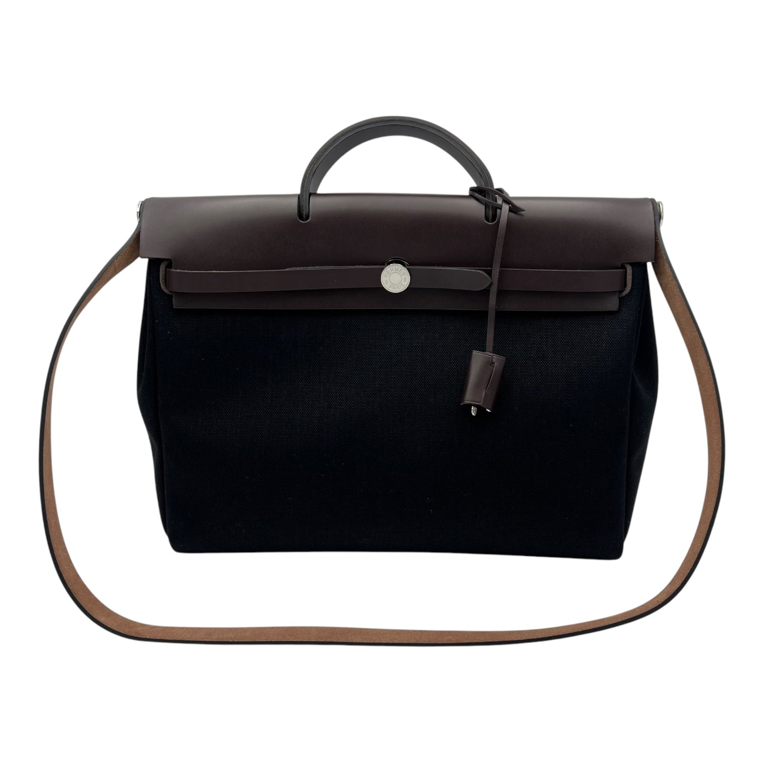Hermès Herbag Black in Canvas, Palladium hardware_11