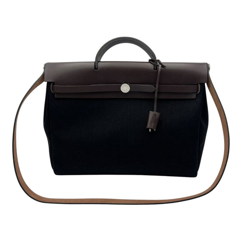 Hermès Herbag Black in Canvas, Palladium hardware_11