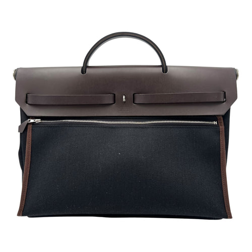 Hermès Herbag Black in Canvas, Palladium hardware_2